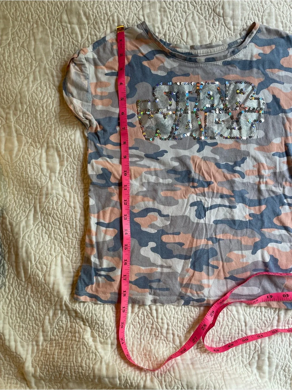 GAP Pink & Gray Camo Sequin Tee girls